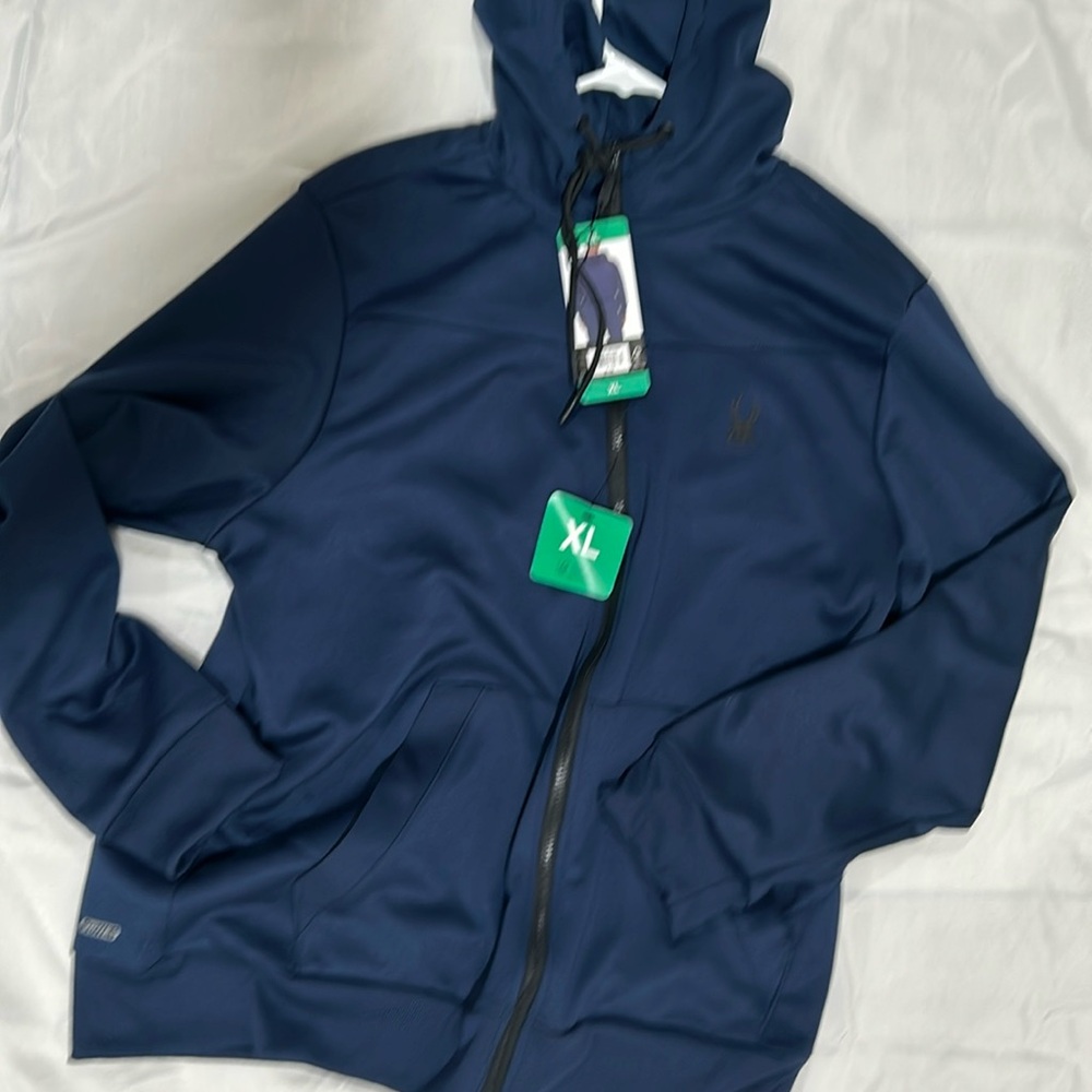 XL spider, active navy blue long sleeve hoodie
